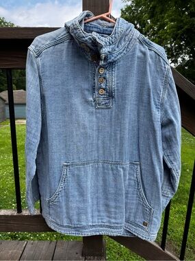 The Territory Ahead Light Blue Denim Henley Pullover